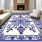Ornate Cobalt Blue Floral Medallion Rug