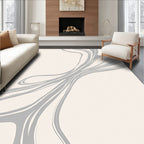 Creamy Beige Swirl Abstract Rug