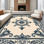 Dark Blue Intricate Floral Medallion Rug