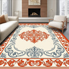 Crimson and Navy Filigree Scroll Rug