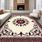 Maroon Floral Medallion Border Rug