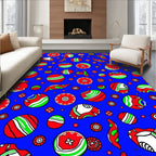Vibrant Red Green Circles Scattered Rug