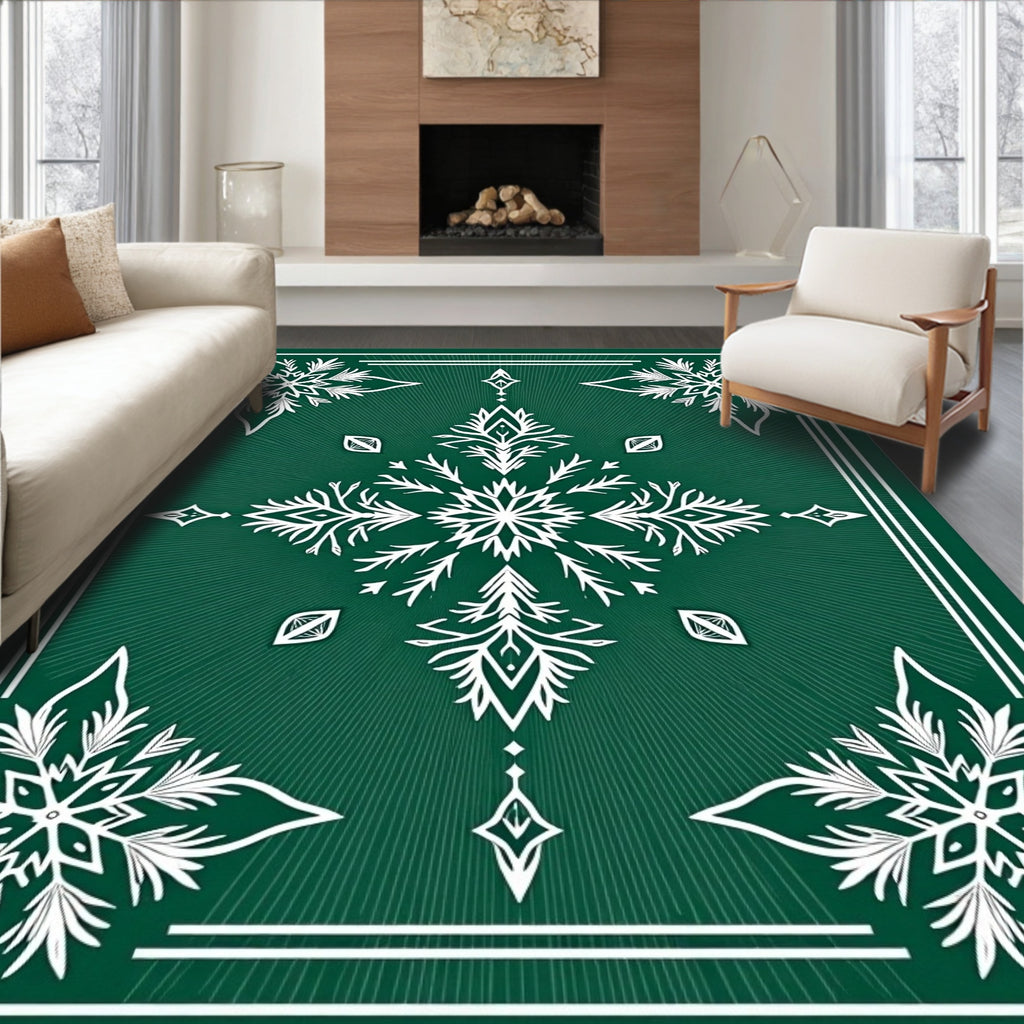 Emerald Green Snowflake Radiating Brilliance Rug
