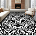 Bold Black and White Abstract Floral Rug