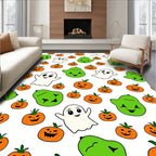 Spooky Orange Pumpkin Ghost Companions Rug
