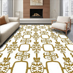 Ornate Golden Geometric Arch Medallion Rug
