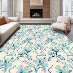 Serene Teal Floral Swirls Rug