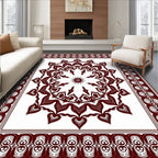 Maroon Floral Medallion Border Rug