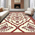 Crimson Floral Lattice Medallion Rug