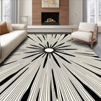 Black Burst Cream Sunburst Rug