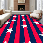 Red Blue Star Stripes Rug