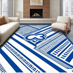 Blue White Geometric Stripe Abstract Rug
