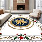 Nautical Blue Golden Compass Rose Rug