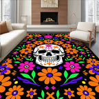 Vibrant Skull Floral Celebration Rug