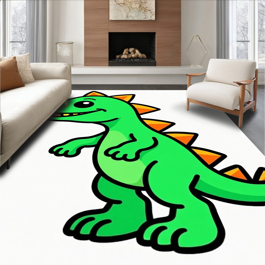 Fun Green Dinosaur Spikes Rug