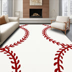 Crimson Baseball Stitchery Loops Rug