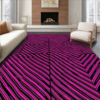 Vibrant Hot Pink Black Striped Overlay Rug