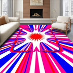 Radiant Geometric Burst Red Blue Rug