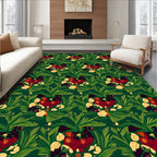 Deep Emerald Lush Floral Garland Rug