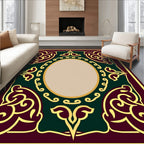 Rich Burgundy Golden Swirl Oval Rug