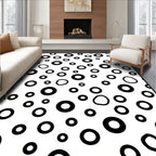 Black and White Scattered Rings Rug