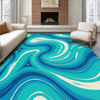Abstract Aqua Swirls Rug