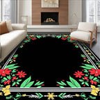 Crimson Floral Garden Border Rug
