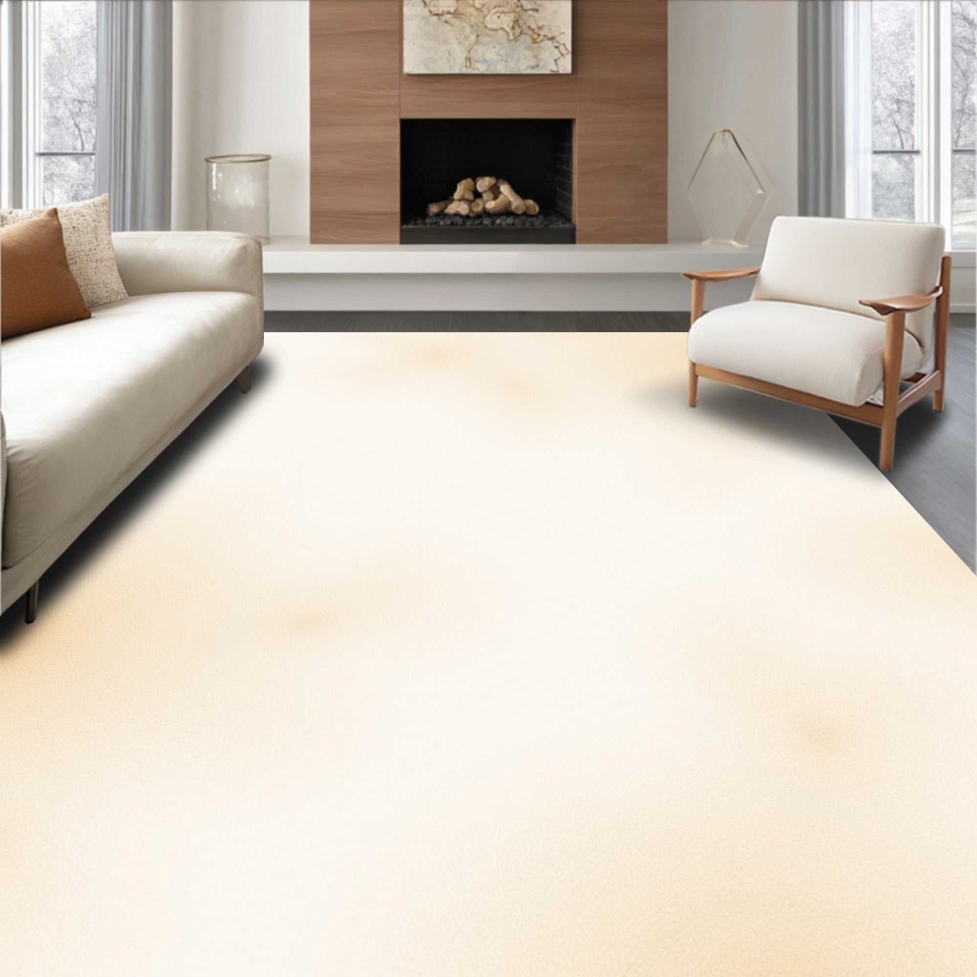 Creamy Beige Watercolor Splatter Rug