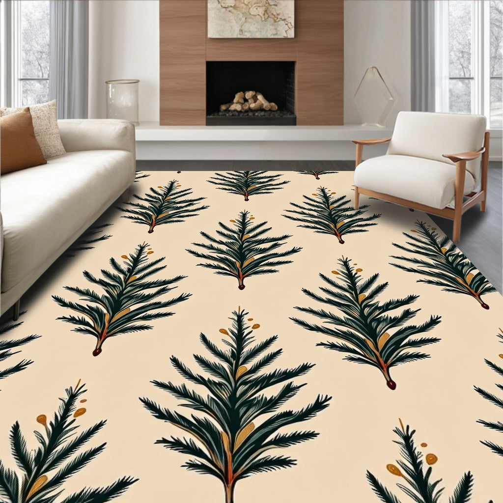 Forest Green Fir Branch Repeat Rug