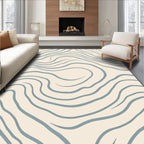 Cream Blue Swirling Organic Lines Rug