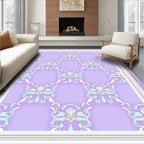 Lavender Blue Floral Lattice Tile Rug