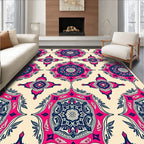 Crimson Navy Medallion Sunburst Rug