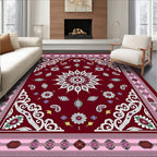 Crimson White Floral Paisley Medallion Rug