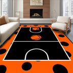 Orange Black Polka Dot Court Rug