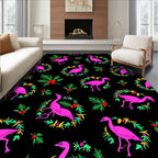 Bright Pink Crane Holly Wreath Rug