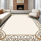 Ornate Gold Leaf Floral Border Rug