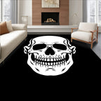Bold White Skull Black Background Rug