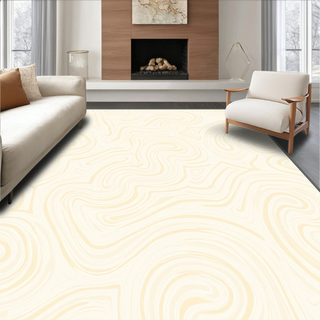 Creamy Swirl Marble Abstract Rug