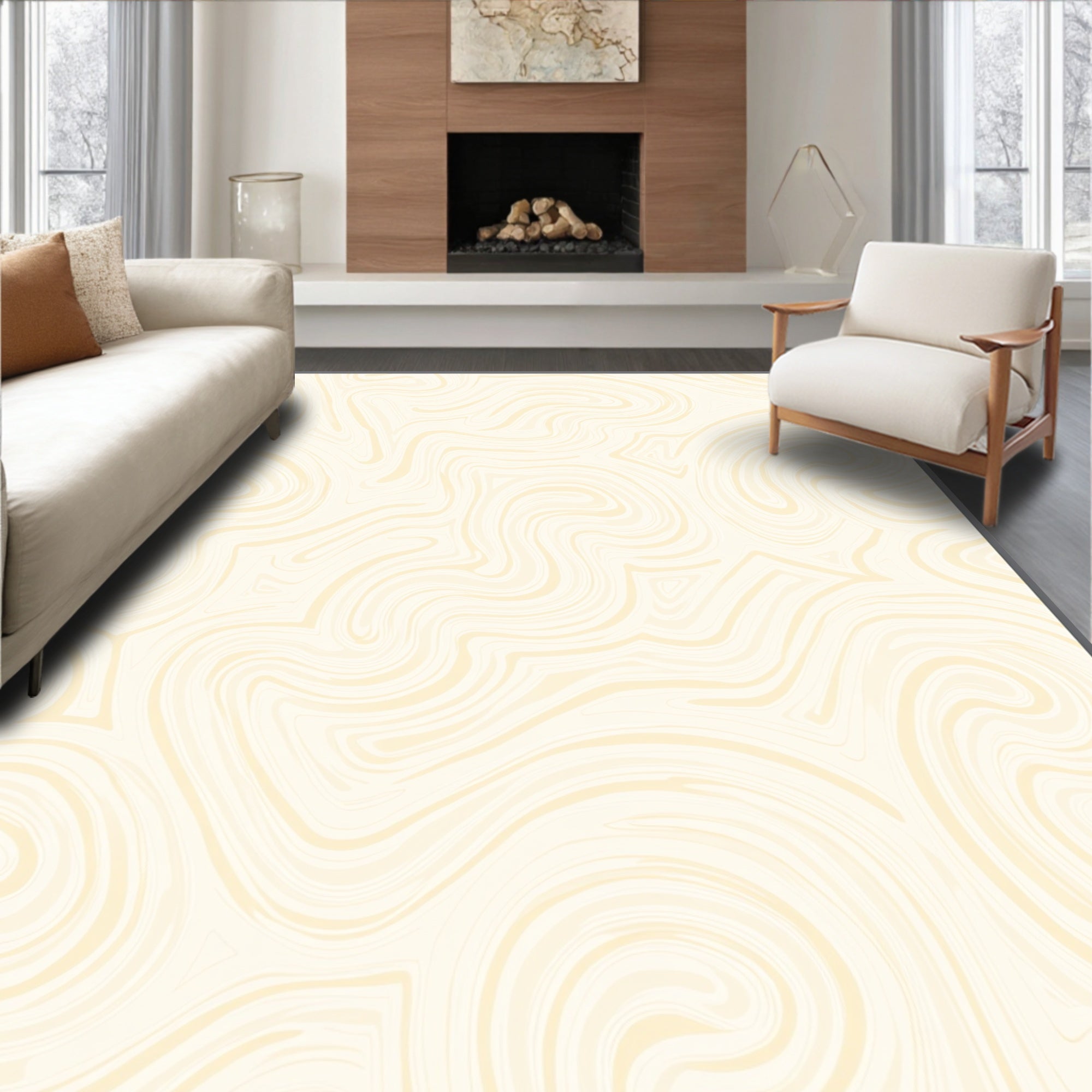 Creamy Swirl Marble Abstract Rug