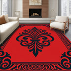Monochromatic Red Fleur-de-lis Border Rug