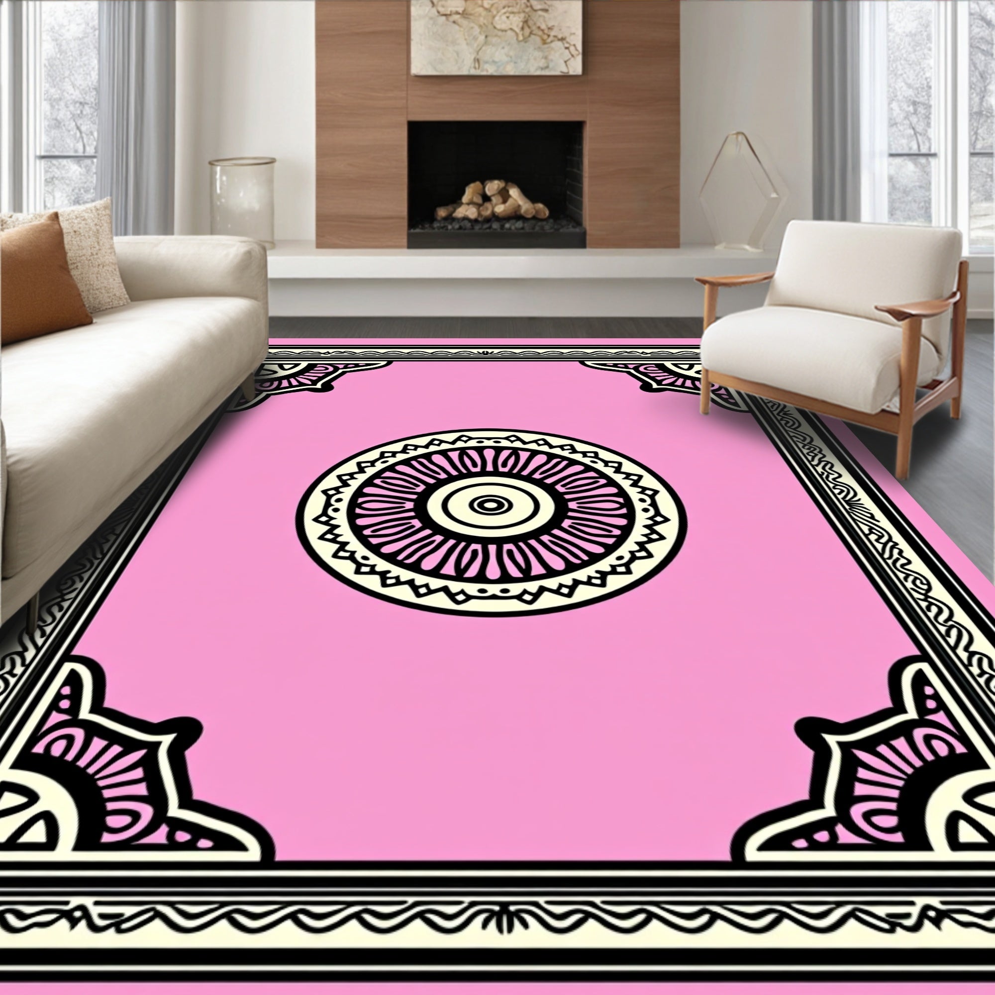 Pale Rose Mandala Framing 4 words, 22 characters Rug