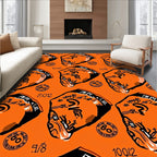 Bold Orange Graphic Face Repetition Rug