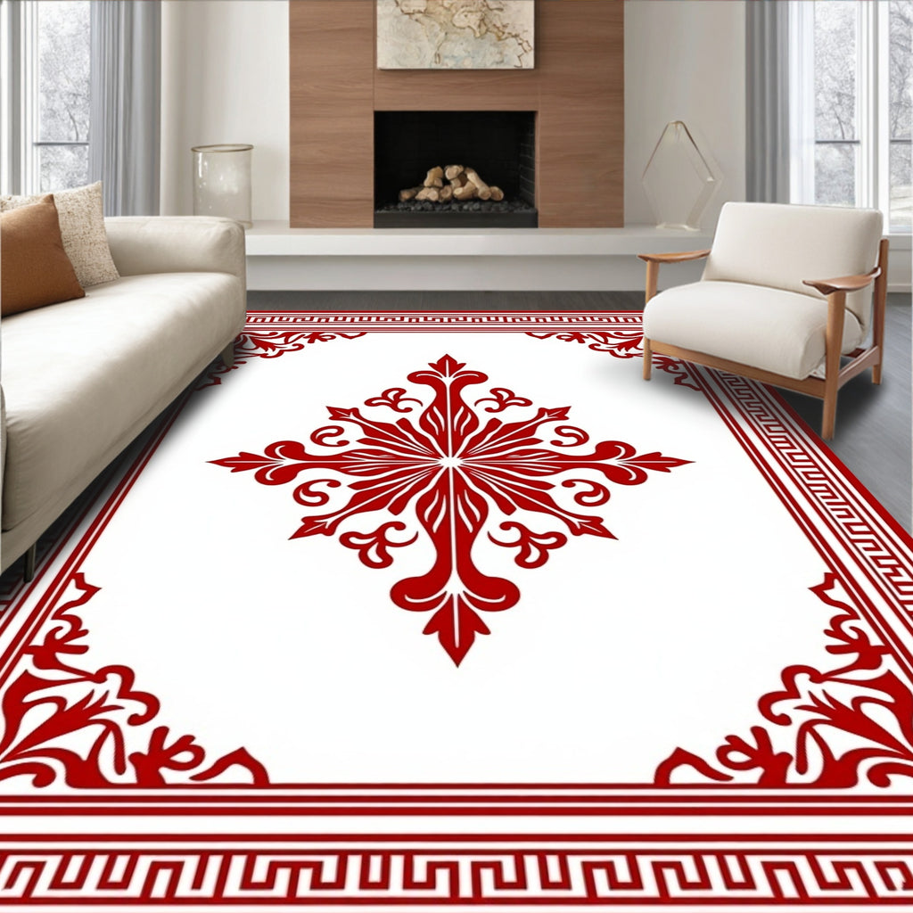Crimson Traditional Medallion Four Corners Rug