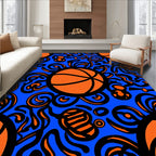 Vibrant Orange Basketball Swirls Rug