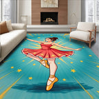 Red Ballerina With Yellow Stars Rug