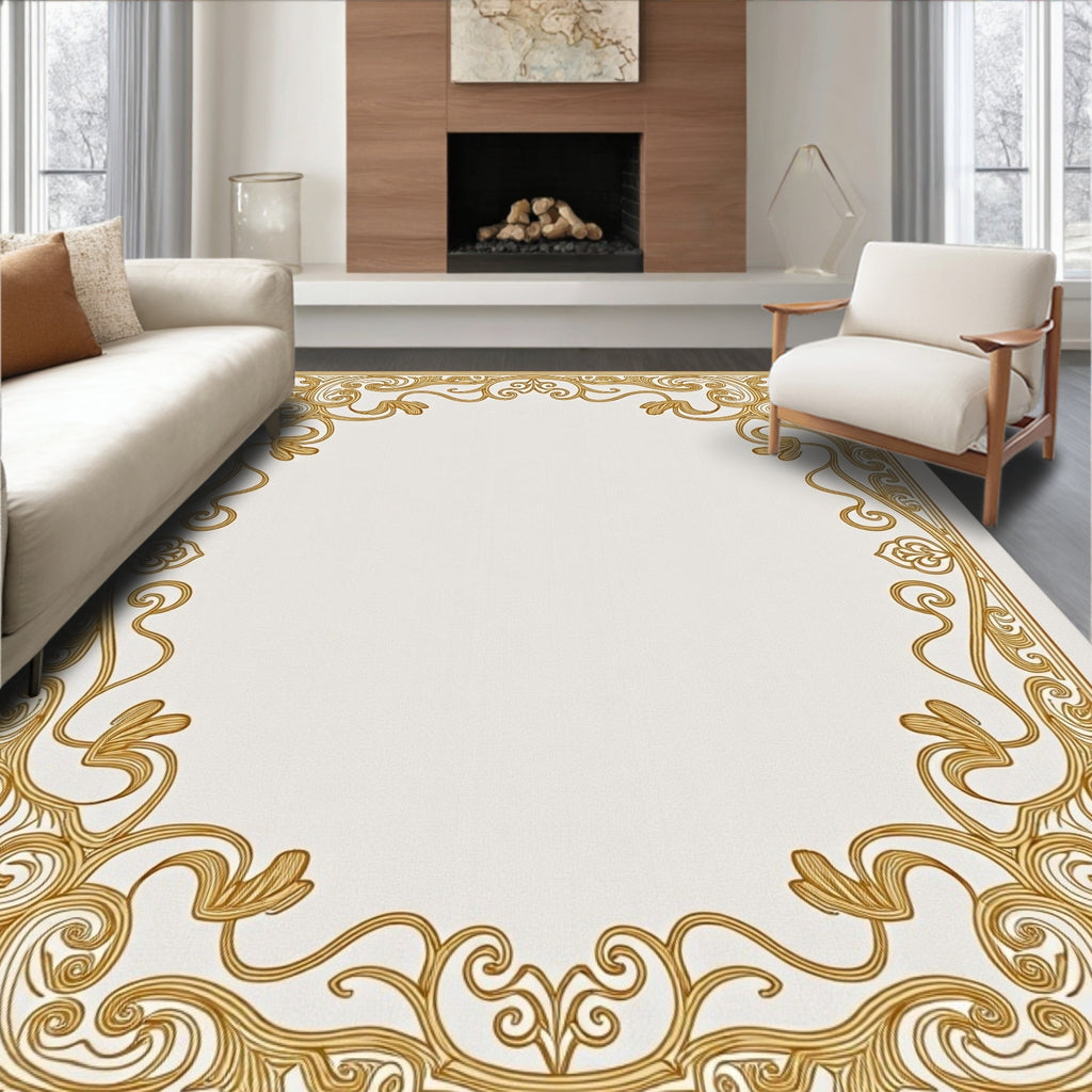 Ornate Golden Vine Border Rug
