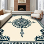 Navy Sunburst Floral Mandala Corner Rug