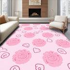 Pink Peony Floral Hearts Rug