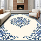 Blue Floral Medallion Border Rug