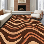 Earthy Brown Wavy Stripe Rug